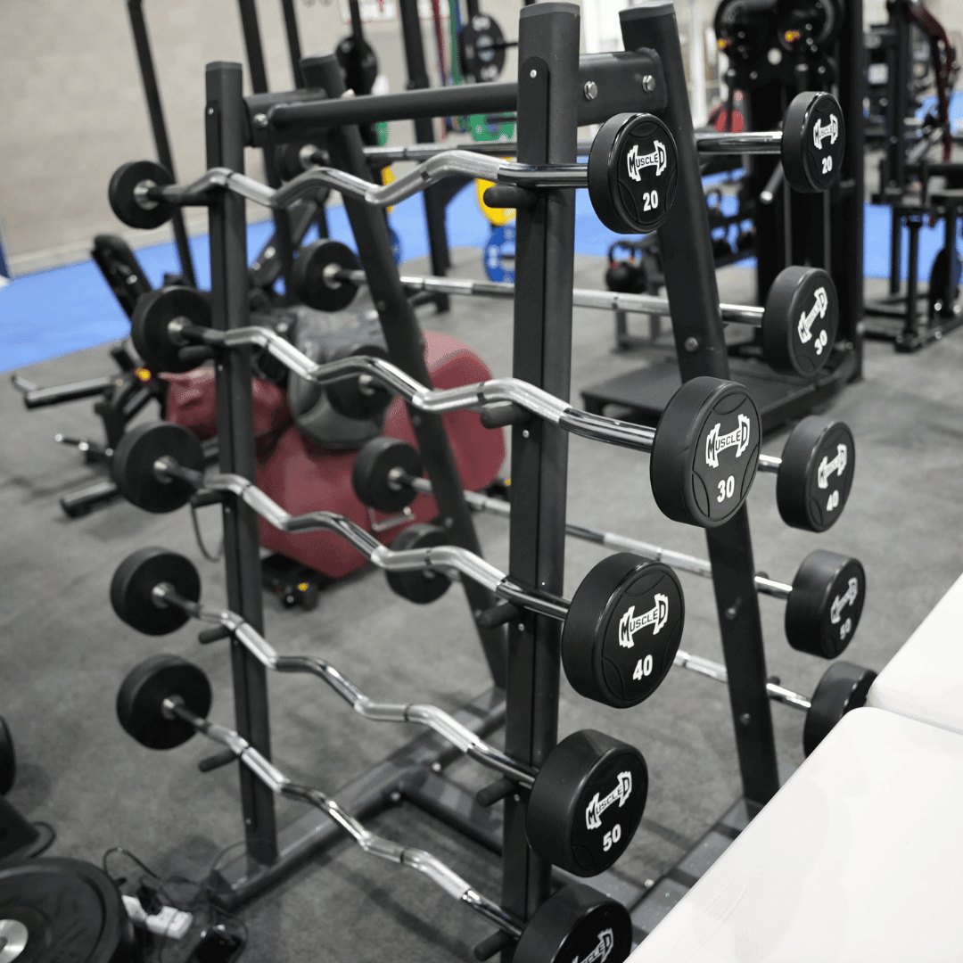 Muscle D Fitness Pro Urethane Barbell Set(Straight or Curl) - 20 to 110 lbs (Barbell Set Only) - Premium Quality Urethane Barbell Set