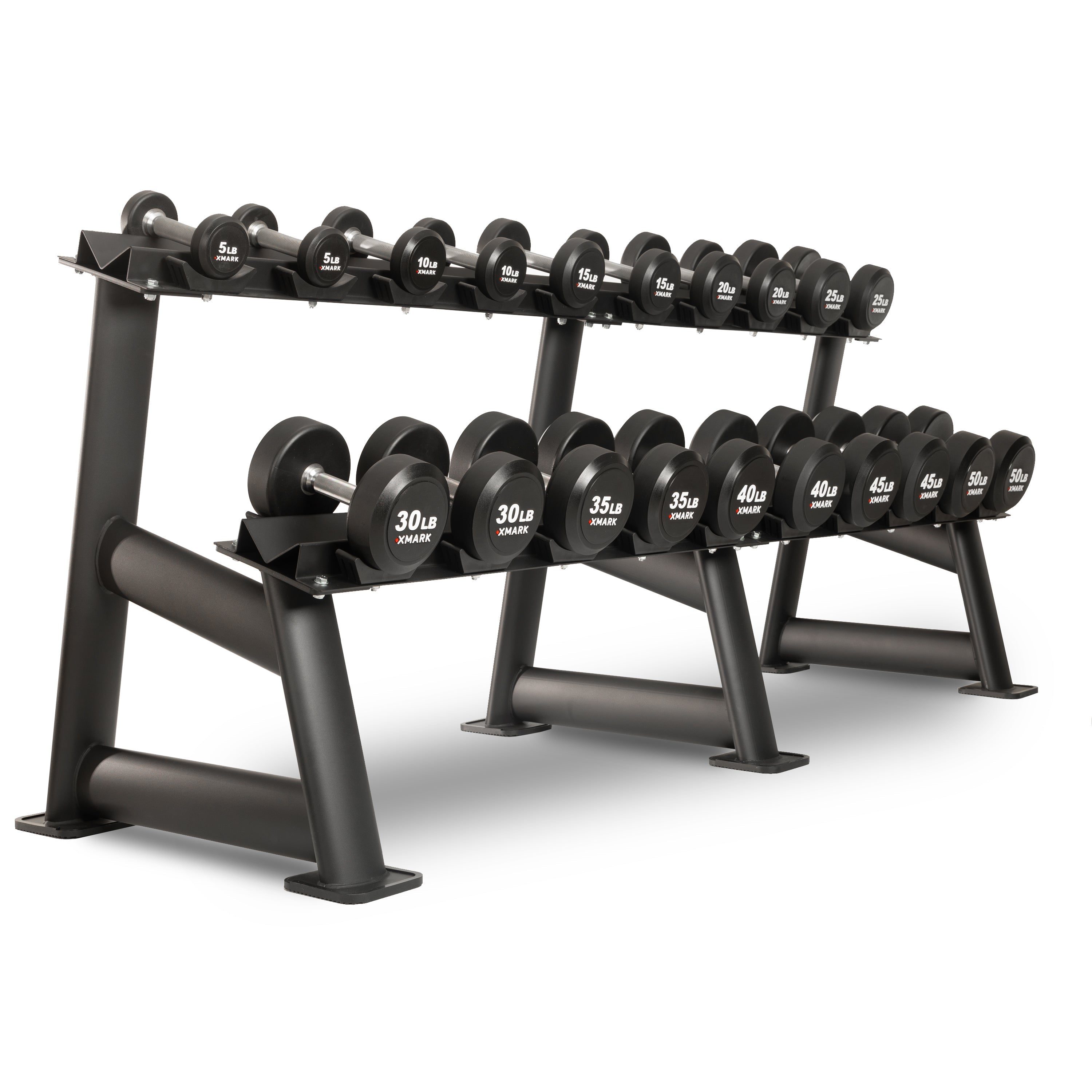 XMARK Round Commercial Urethane Dumbbells  (5-50 lb and 5-75 lb Sets)