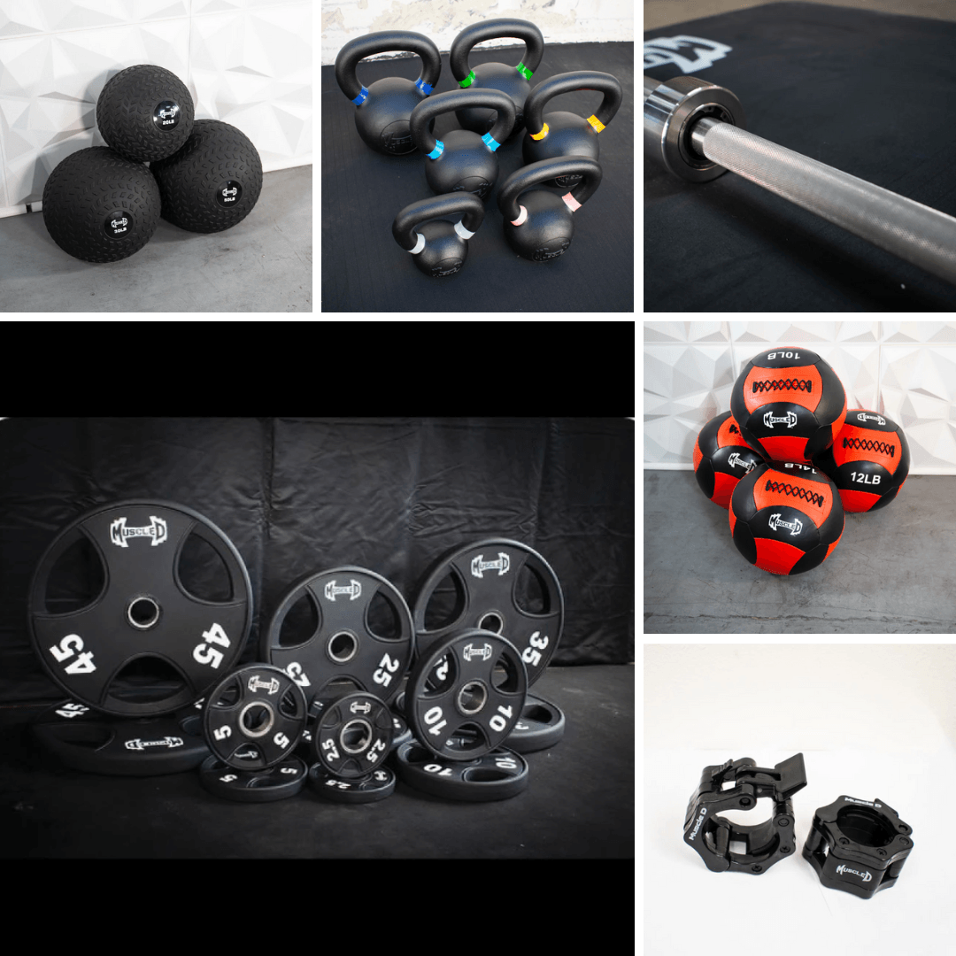 Muscle D Fitness Complete Strength Training Kit - Hard Chrome Bar - Weight Plates - Home Gym