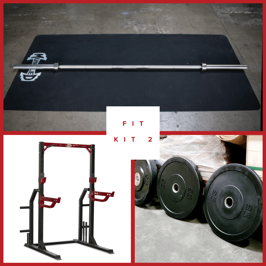 Muscle D Fitness Compact Half Cage Complete Weight Kit  - Storage Squat Rack Adjustable - Dip Handles