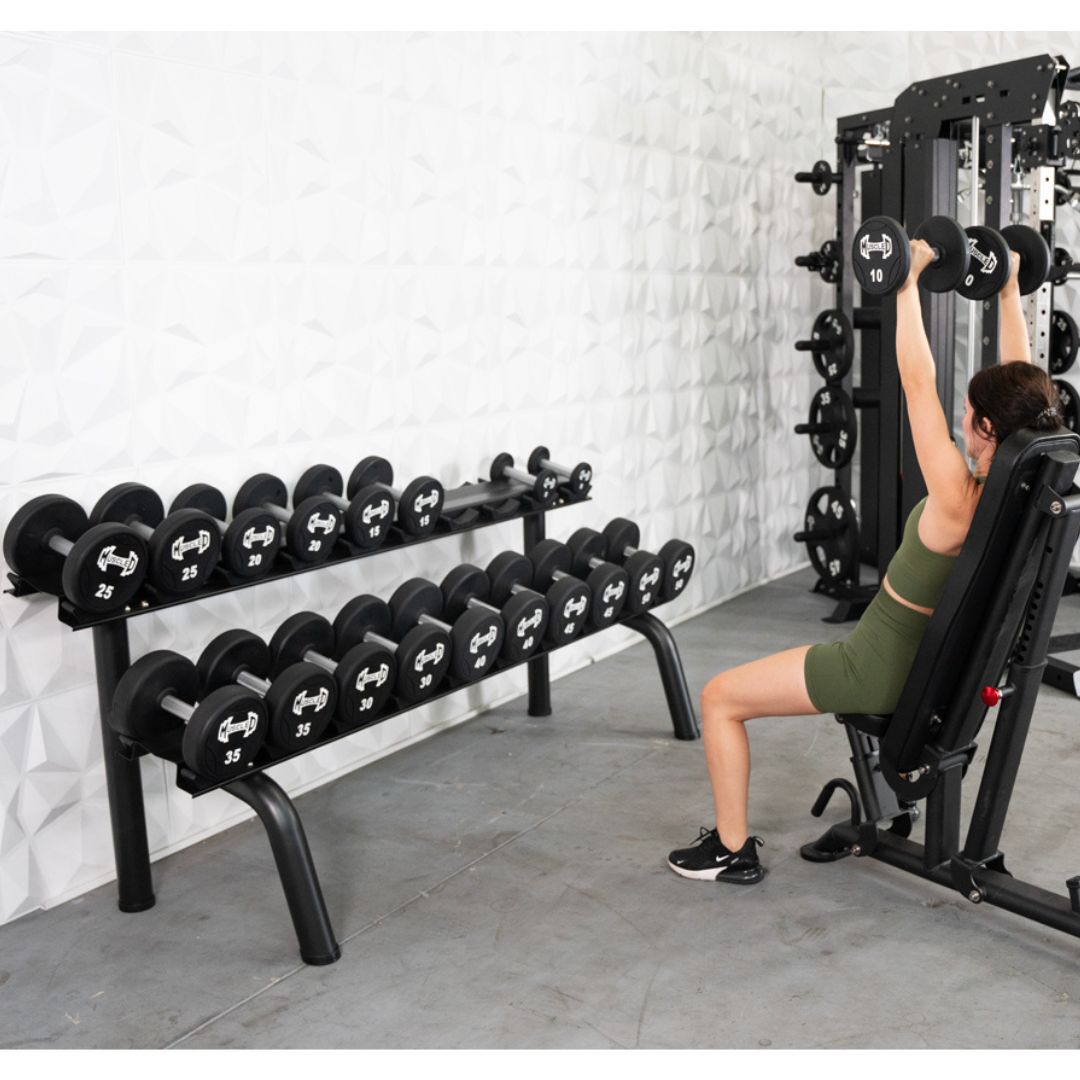 Muscle D Fitness Pro Urethane Dumbbells  - Quality Knurled Handles - Solid Design