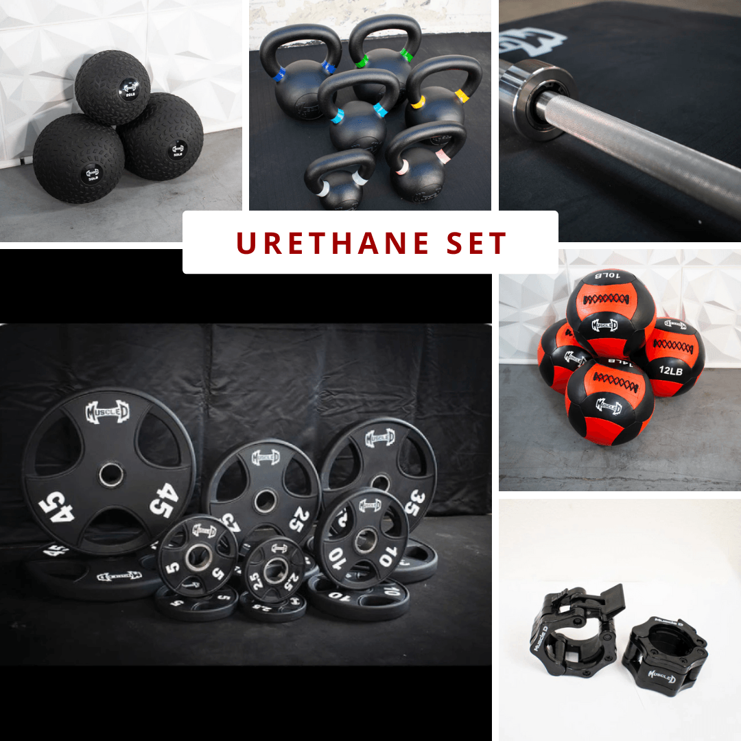 Muscle D Fitness Complete Strength Training Kit - Hard Chrome Bar - Weight Plates - Home Gym