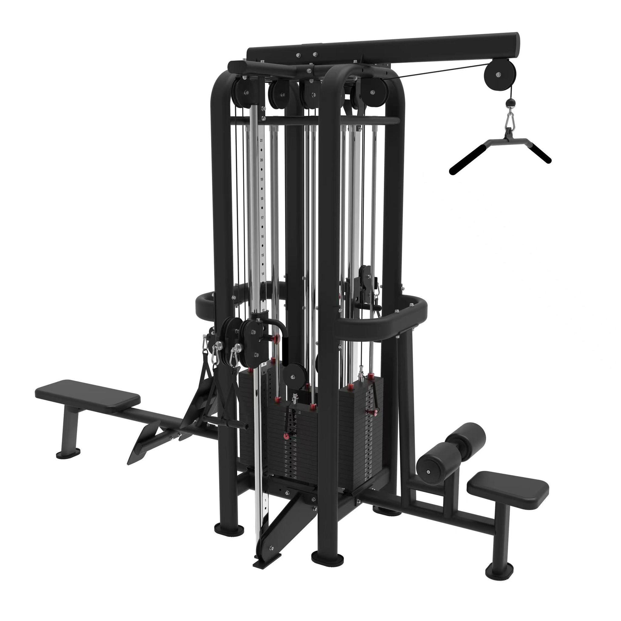 Muscle D Fitness 4 Stack Megatron Standard Jungle Gym - 2 Colors - Low Row, Lat Pulldown, Single Handle Hi/low Pulley, Double Hi/Low Pulley