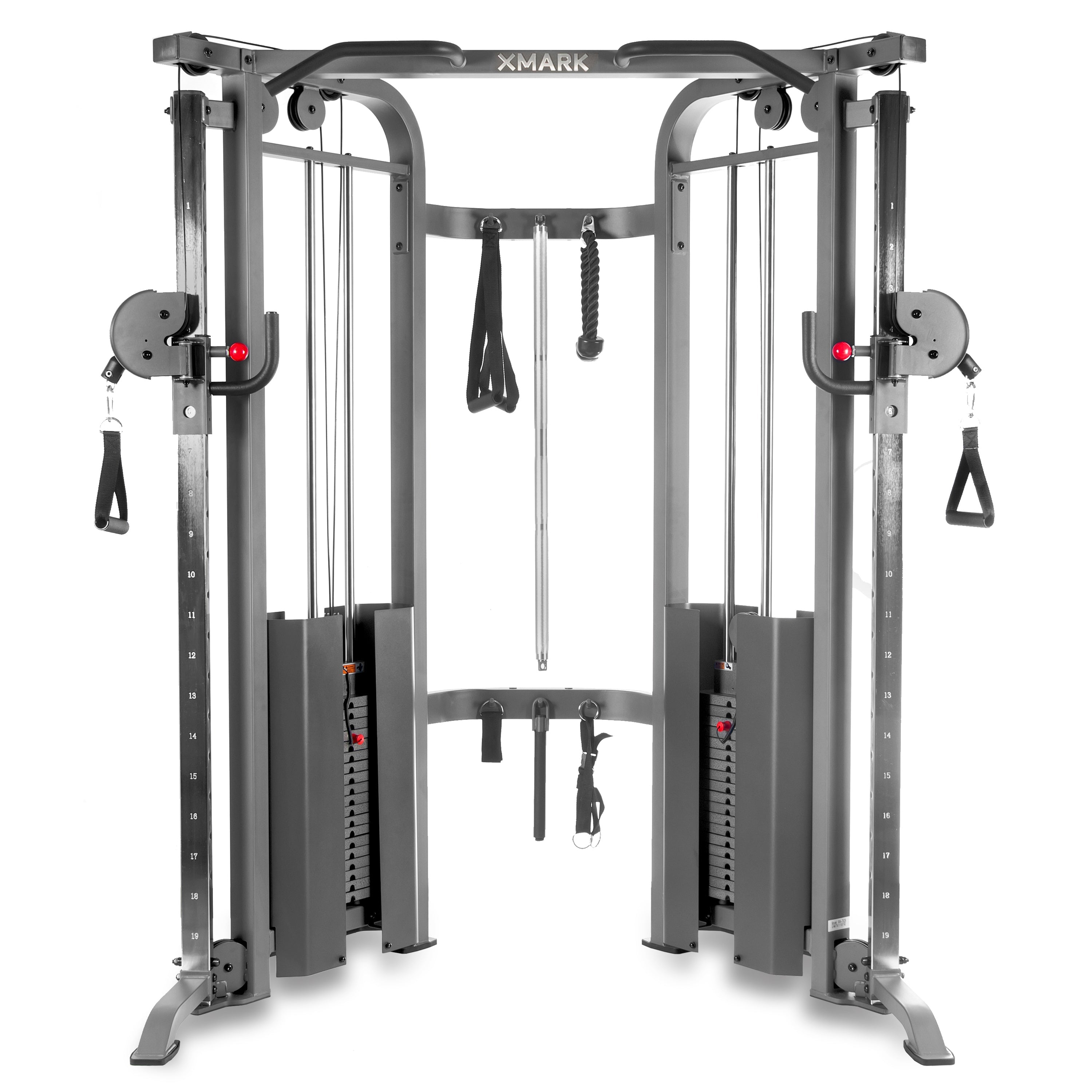 XMARK Functional Trainer Cable Machine with Dual 200 lb Weight Stacks