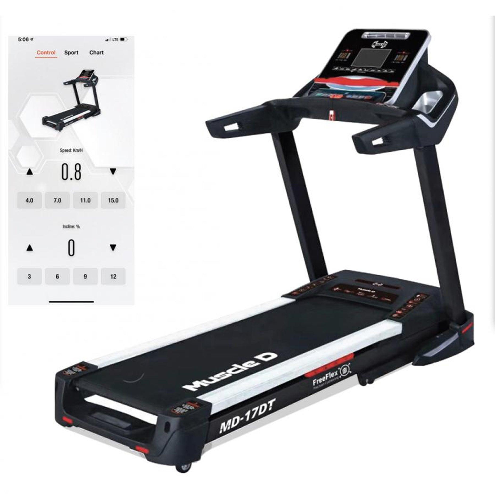 Muscle D Fitness Light Commercial Treadmill  - LED Display - Heart Rate Monitor - Cup Holder - Adjustable Speed and Incline