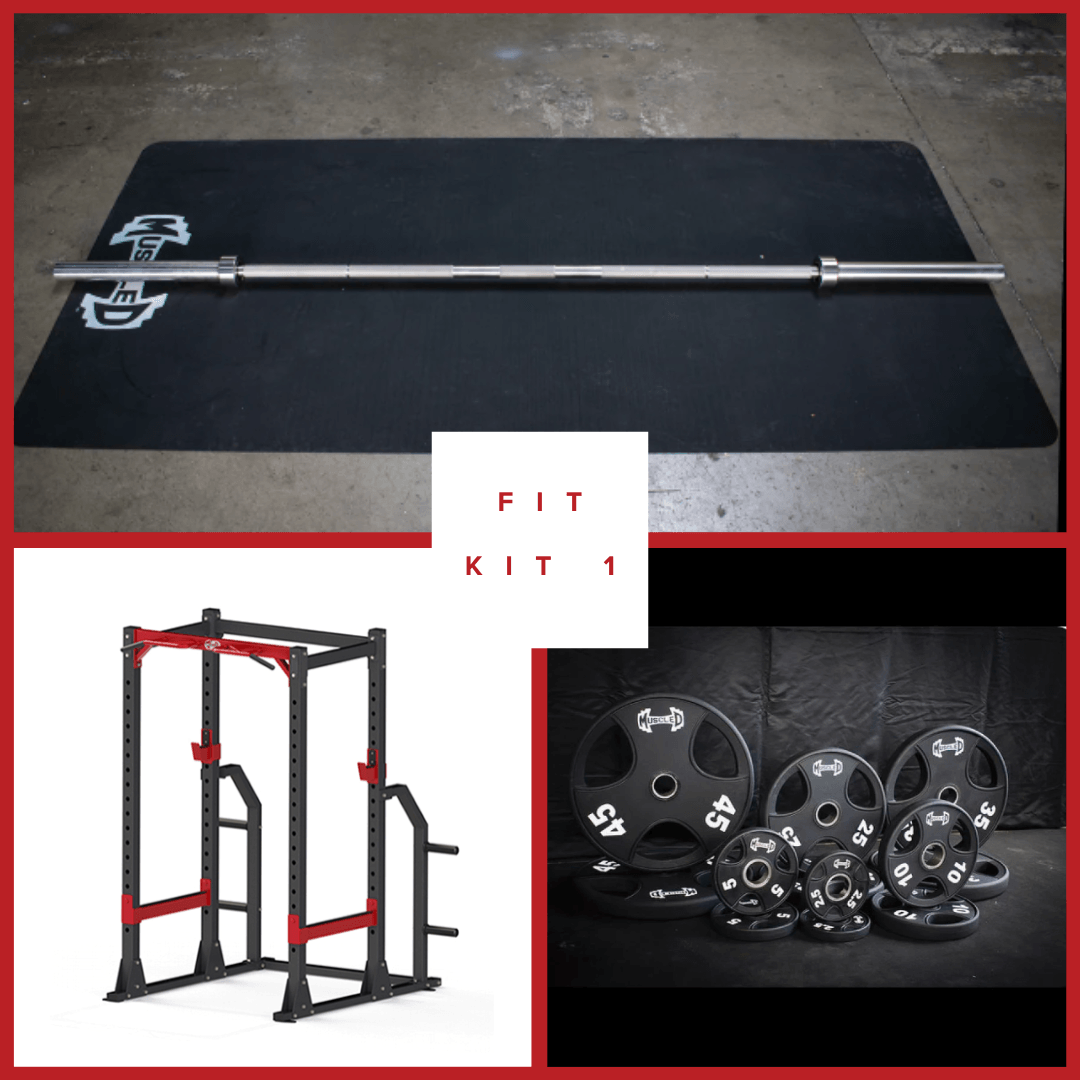 Muscle D Fitness Compact Power Cage Complete Weight Set  - Adjustable Squat Rack - Gym Storage - Chin up Bar Home Gym
